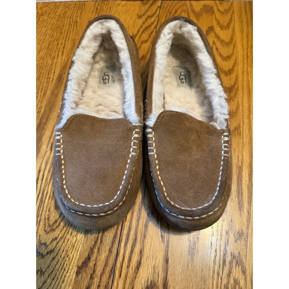 UGG Ansley Chestnut Brown Suede Moccasin Slippers Loafers Women Size 9